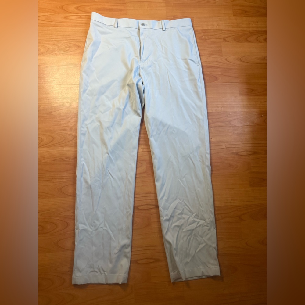 Slazenger Golf Pants Mens 34x32 Khaki Flat Front Lightweight Logo